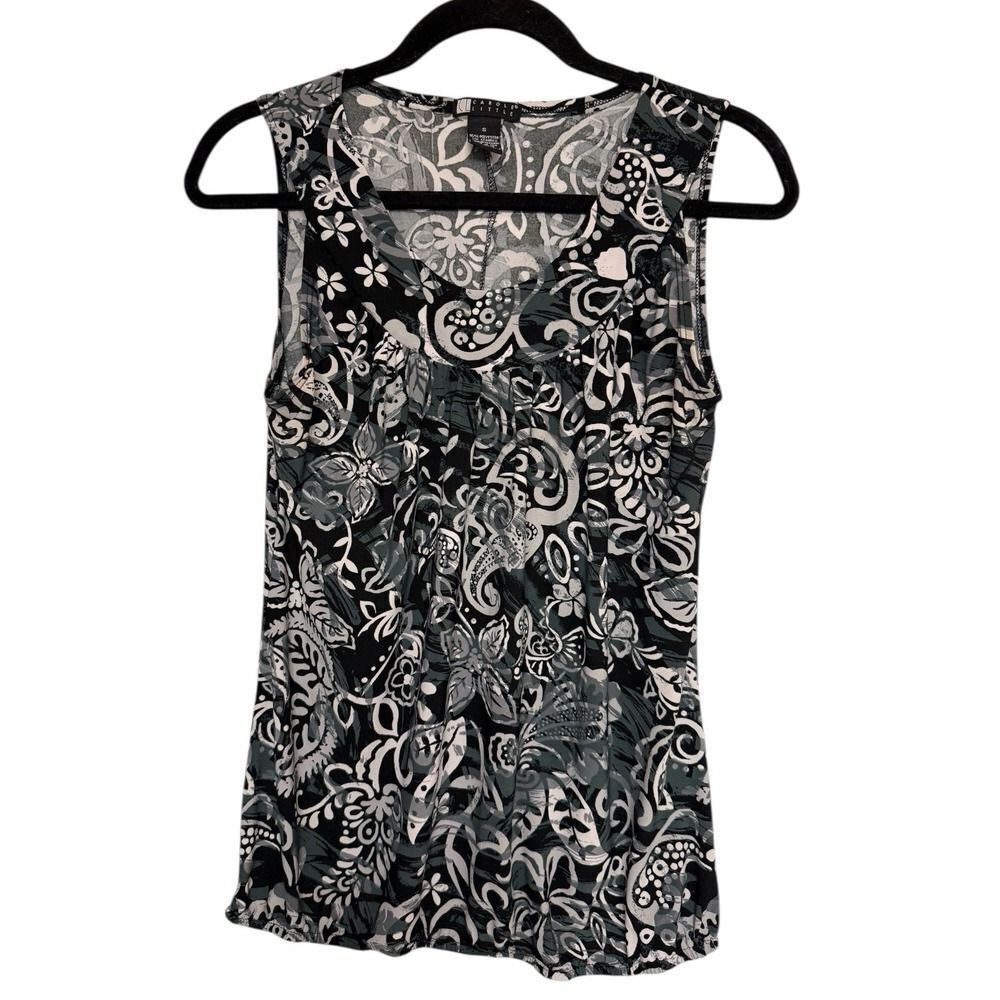 Carole Little Womens Sleeveless Top. Gathered Waist. Multicolor. Sz S
